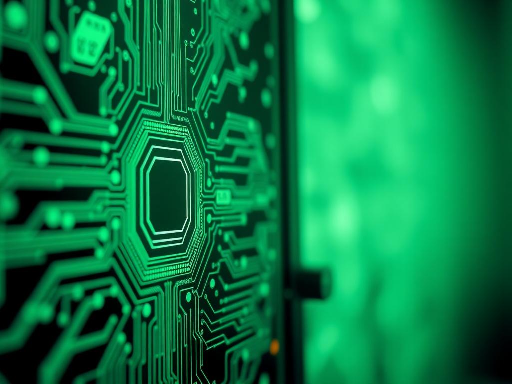 A close up shot of a modern AI technology interface,